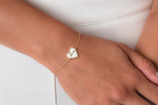 REFLECTION ENAMEL LOVE HEART BRACELET GOLD