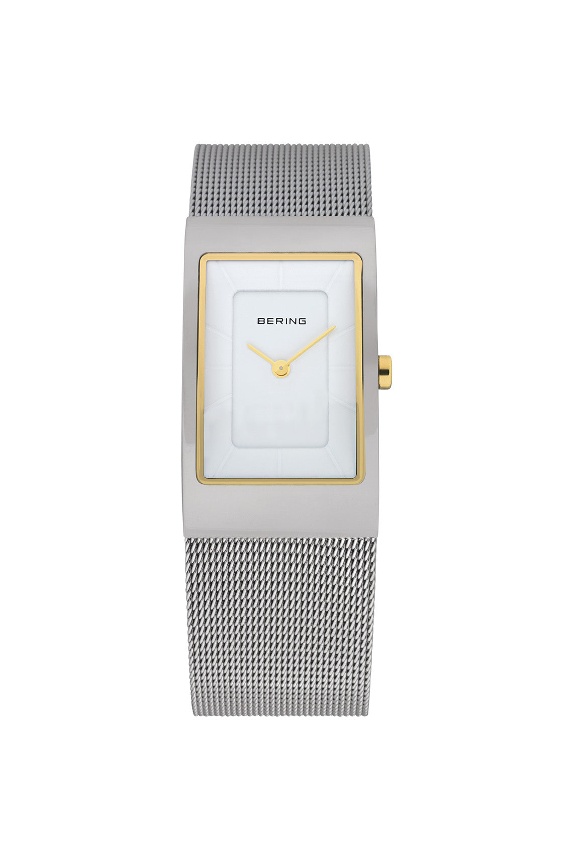 Bering Classic 38mm Polished White Dial Silver Stainless Steel Mesh Strap Watch