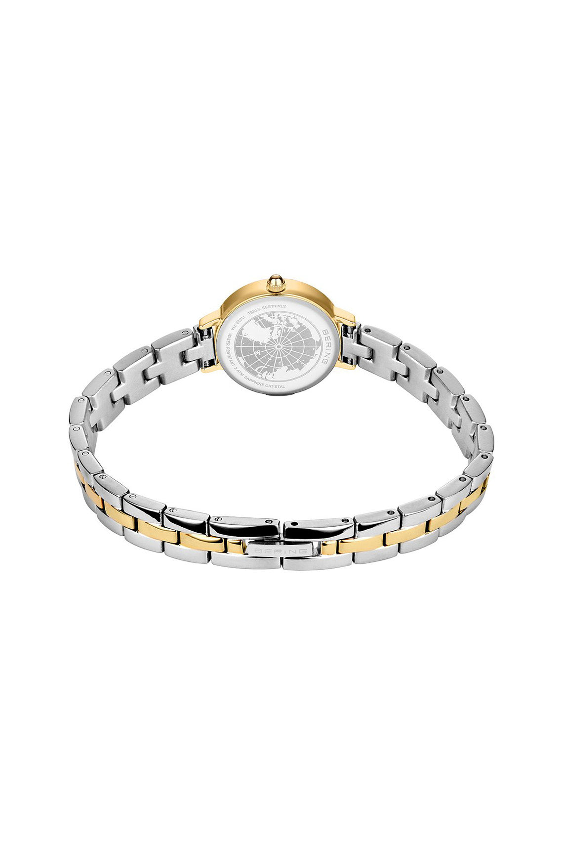 Bering Classic Ladies 26mm White Dial Two Tone Metal Strap Watch