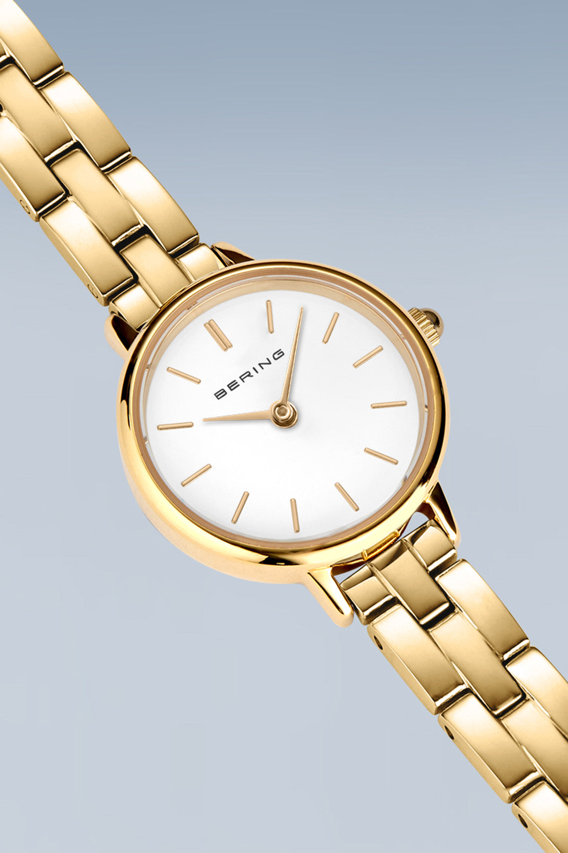Bering Classic Ladies 26mm White Dial Gold Strap Watch