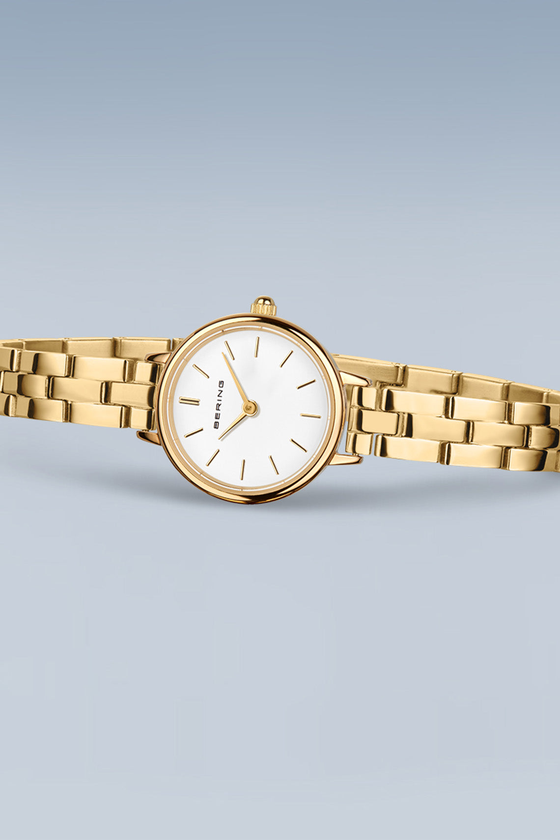 Bering Classic Ladies 26mm White Dial Gold Strap Watch