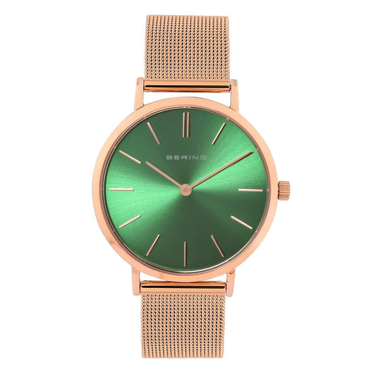 Bering Rose Gold Polished Green Watch