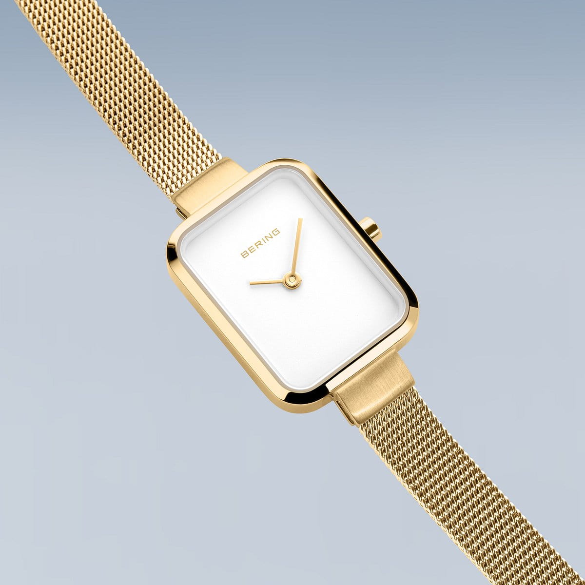 Bering Petite Square 35mm Gold Milanese Strap Watch