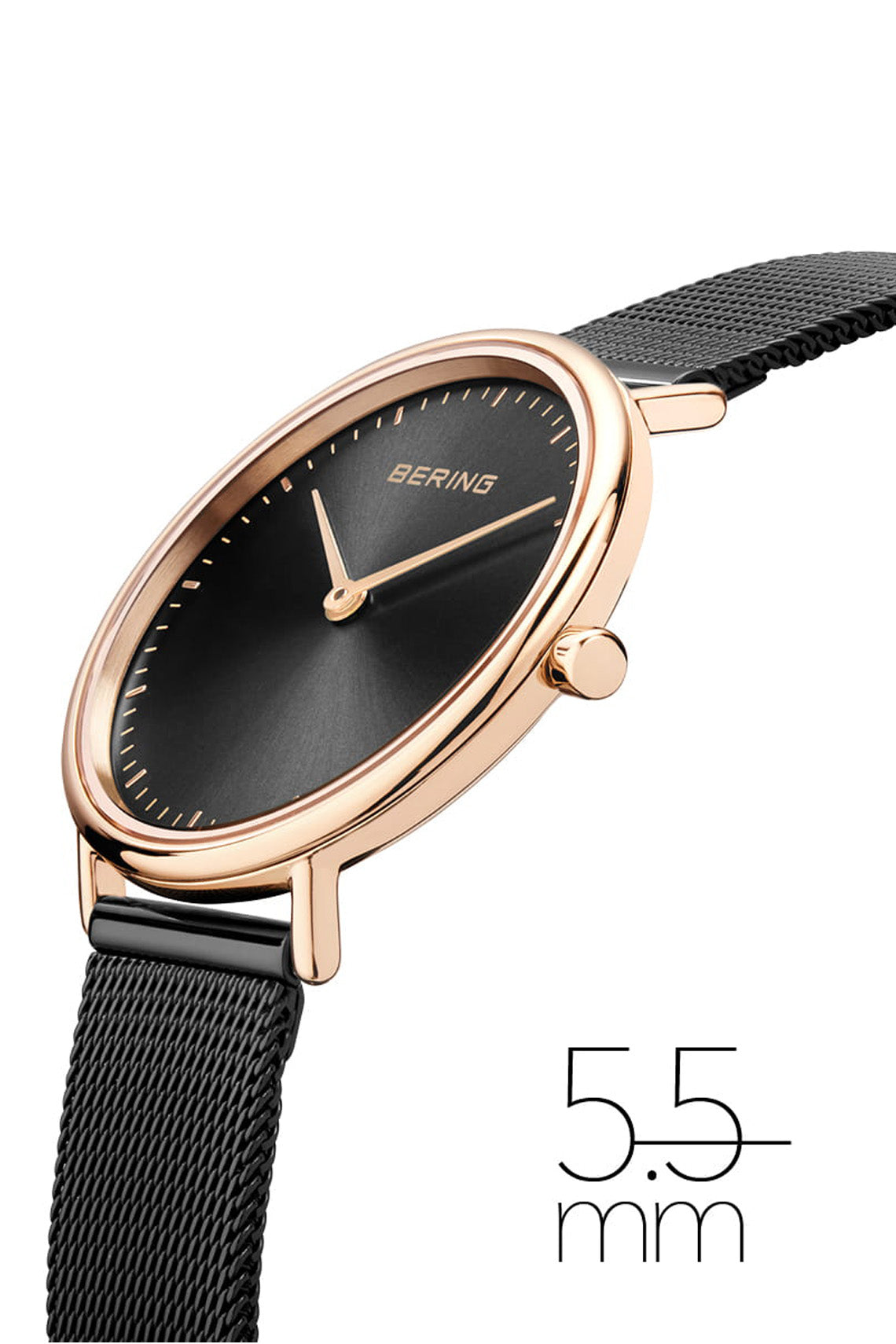 Bering Classic 27mm Ultra Slim Black Milanese Strap Watch