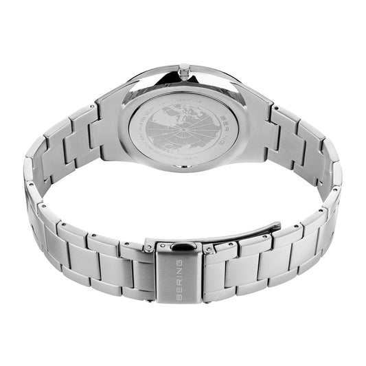 Bering Ultra Slim 40mm Green Dial Polished Silver Strap Watch