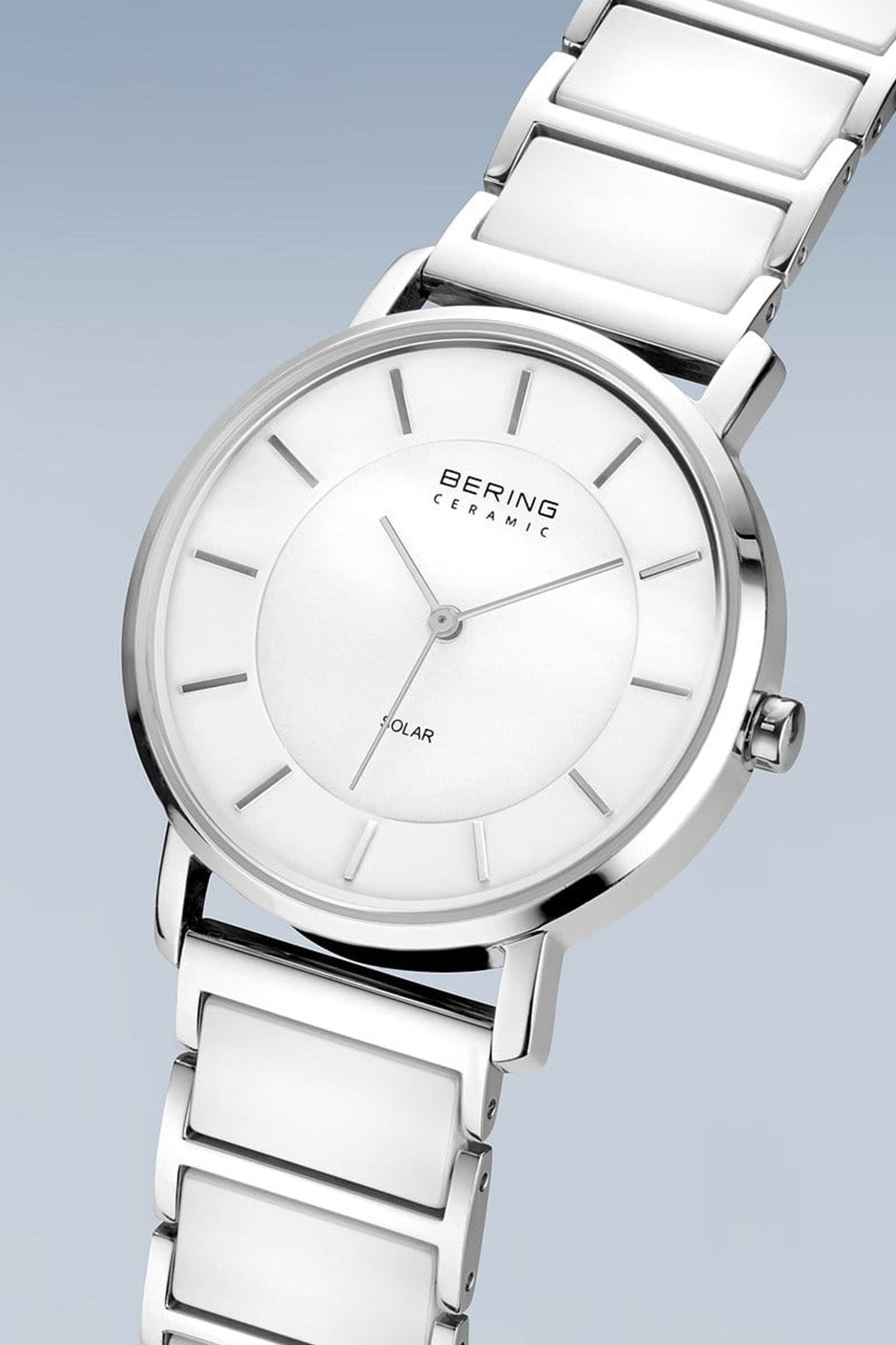 Bering Solar 41mm White Dial White Ceramic Strap Watch