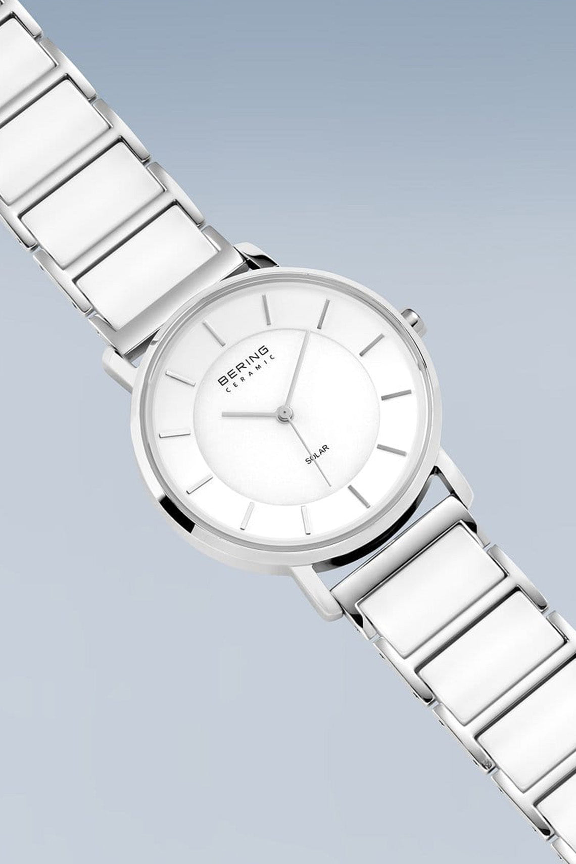 Bering Solar 41mm White Dial White Ceramic Strap Watch