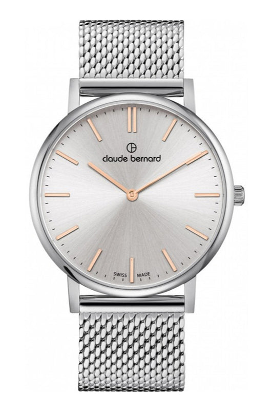 Claude Bernard 41mm Silver Dial Stainless Steel Strap Watch