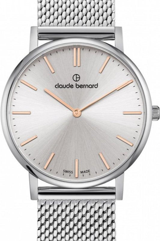 Claude Bernard 41mm Silver Dial Stainless Steel Strap Watch
