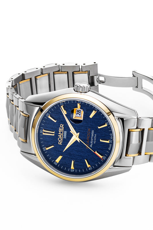 Roamer Rockshell Mark III 42mm Blue Dial Two Tone Stainless Steel Strap Watch