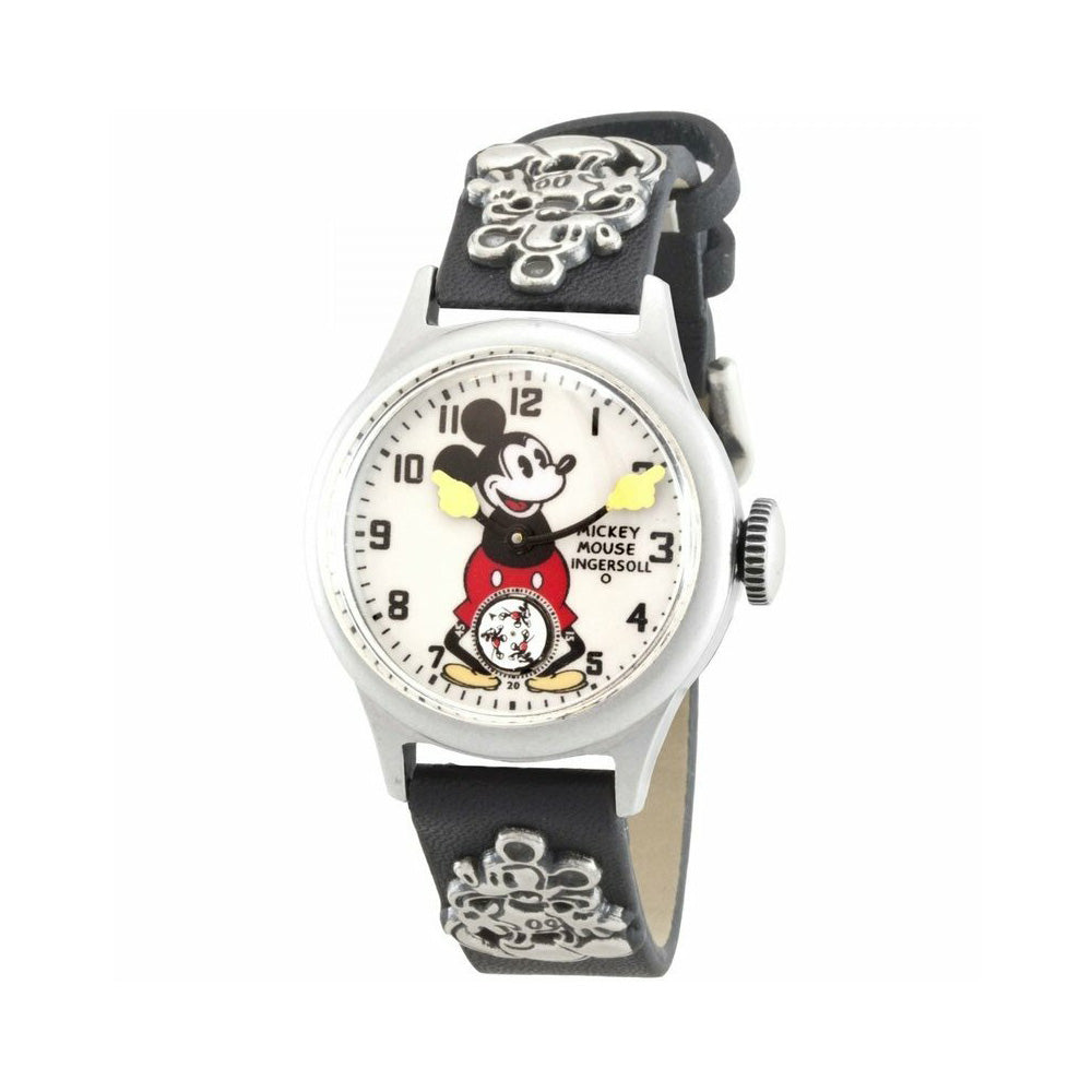 Disney Ingersol Mickey 1930's Waterbury 32mm Mechanical Black Leather Watch