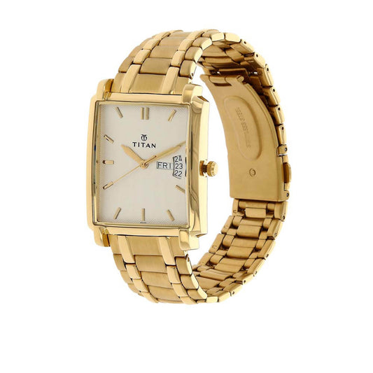 Titan Analogue with Day and Date Silver Dial Quartz Stainless Steel Strap Watch for Men