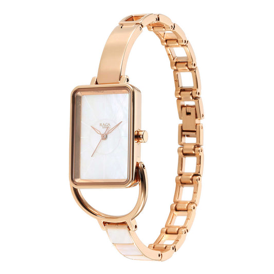 Titan Raga Power Pearls Quartz Analogue Mother Of Pearl Dial Metal Strap Watch for Women