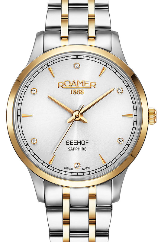 Roamer Seehof 34mm White Dial Two Tone Stainless Steel Strap Watch