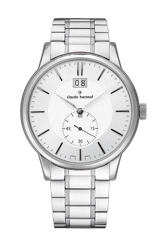 Claude Bernard 40mm White Dial Stainless Steel Strap Watch