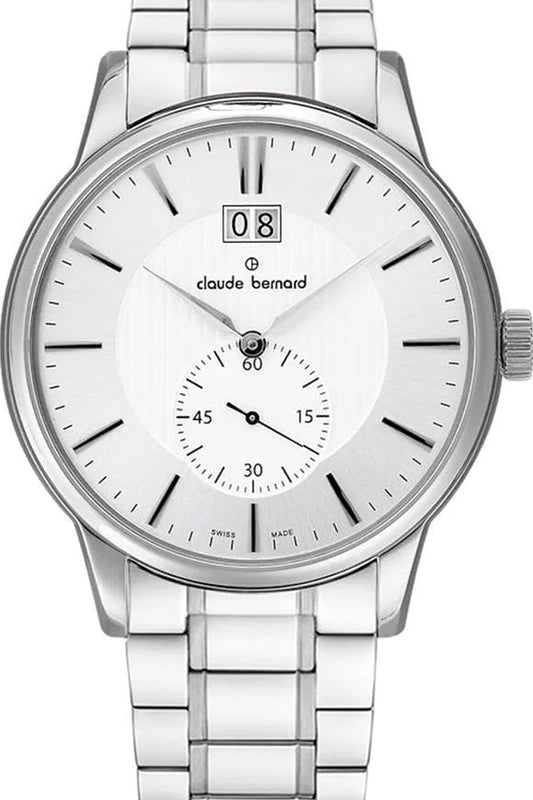Claude Bernard 40mm White Dial Stainless Steel Strap Watch