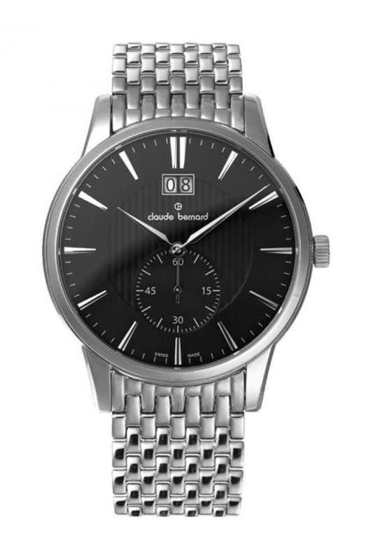 Claude Bernard 40mm Black Dial Stainless Steel Strap Watch