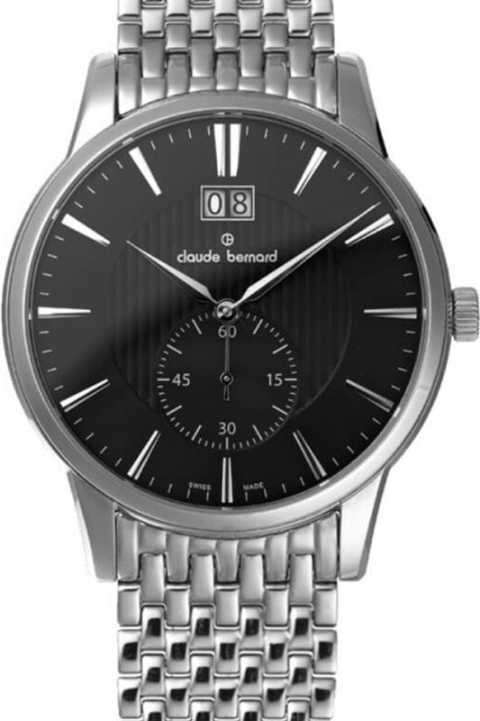Claude Bernard 40mm Black Dial Stainless Steel Strap Watch