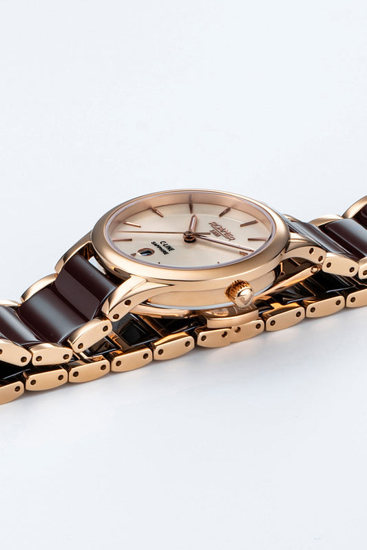 Roamer C Line 30mm Beige Dial Ceramic Stainless Steel Strap Watch