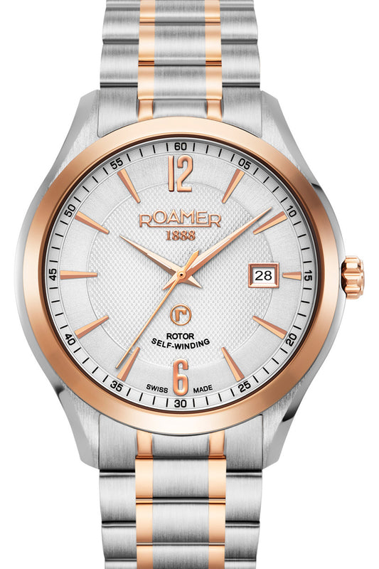 Roamer Mechaline Pro 41mm White Dial Two Tone Stainless Steel Strap Watch