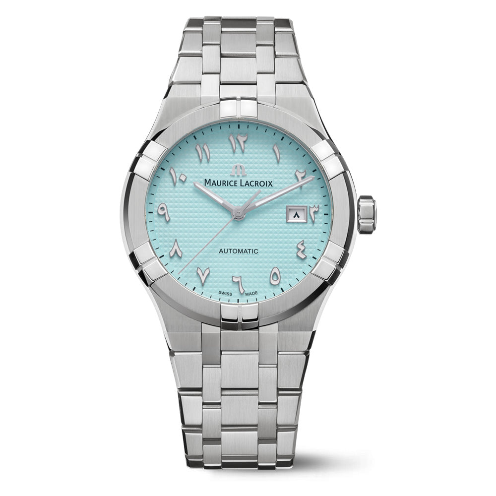 Maurice Lacroix AIKON Automatic 42mm Special Edition Turquoise Clous De Paris Patterned Dial Watch