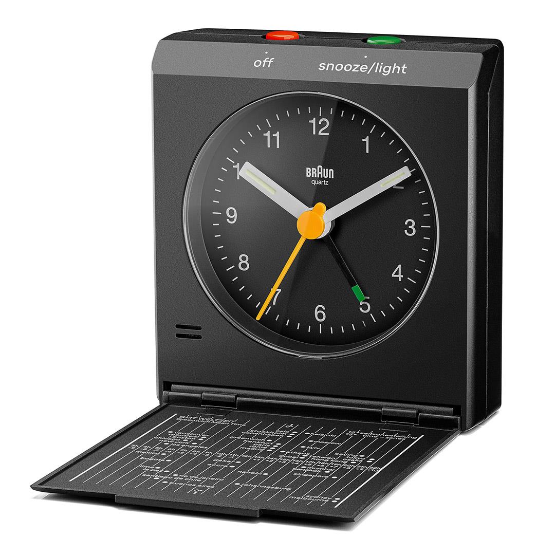 Braun Black Classic Travel Analogue Alarm Clock