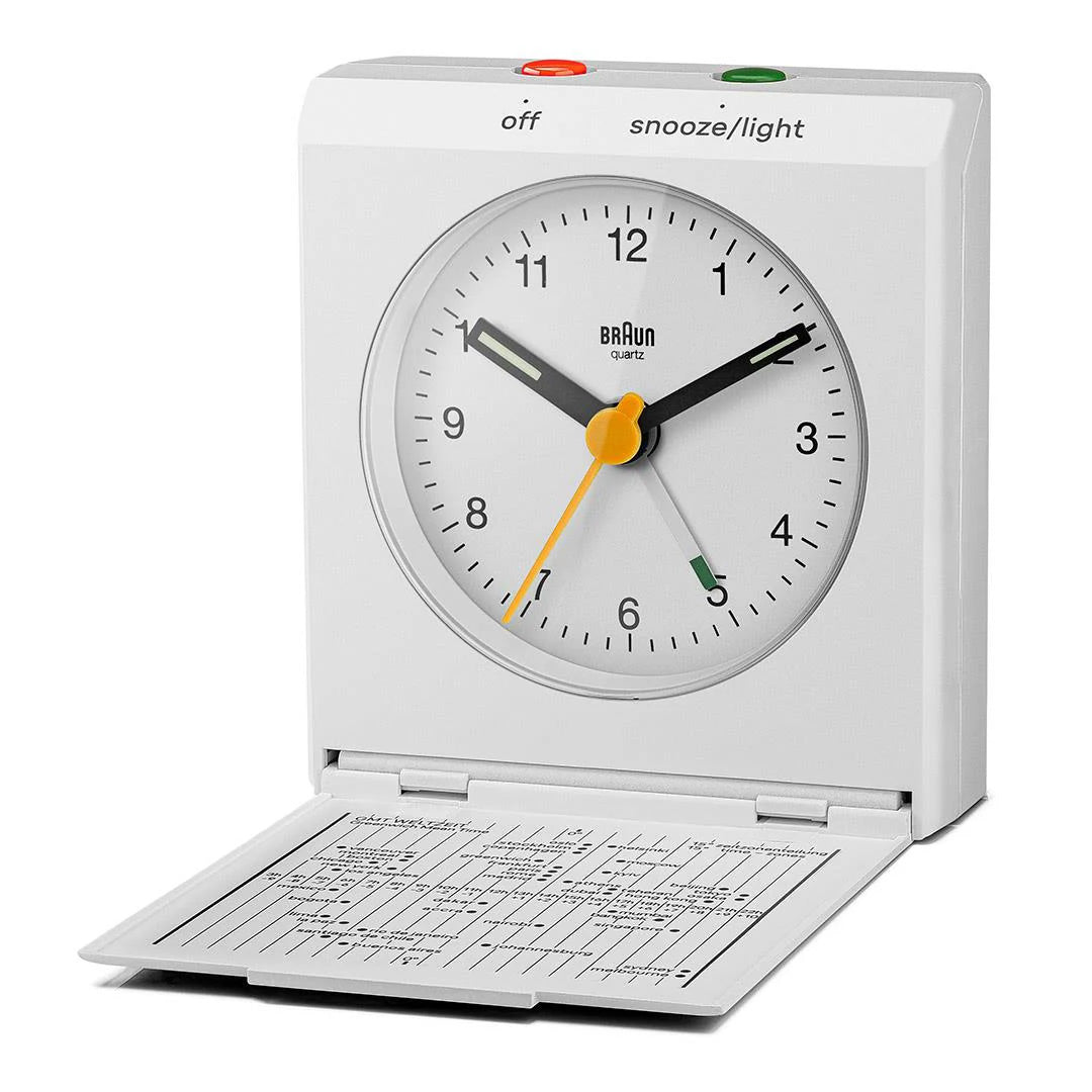 Braun White Classic Travel Analogue Alarm Clock