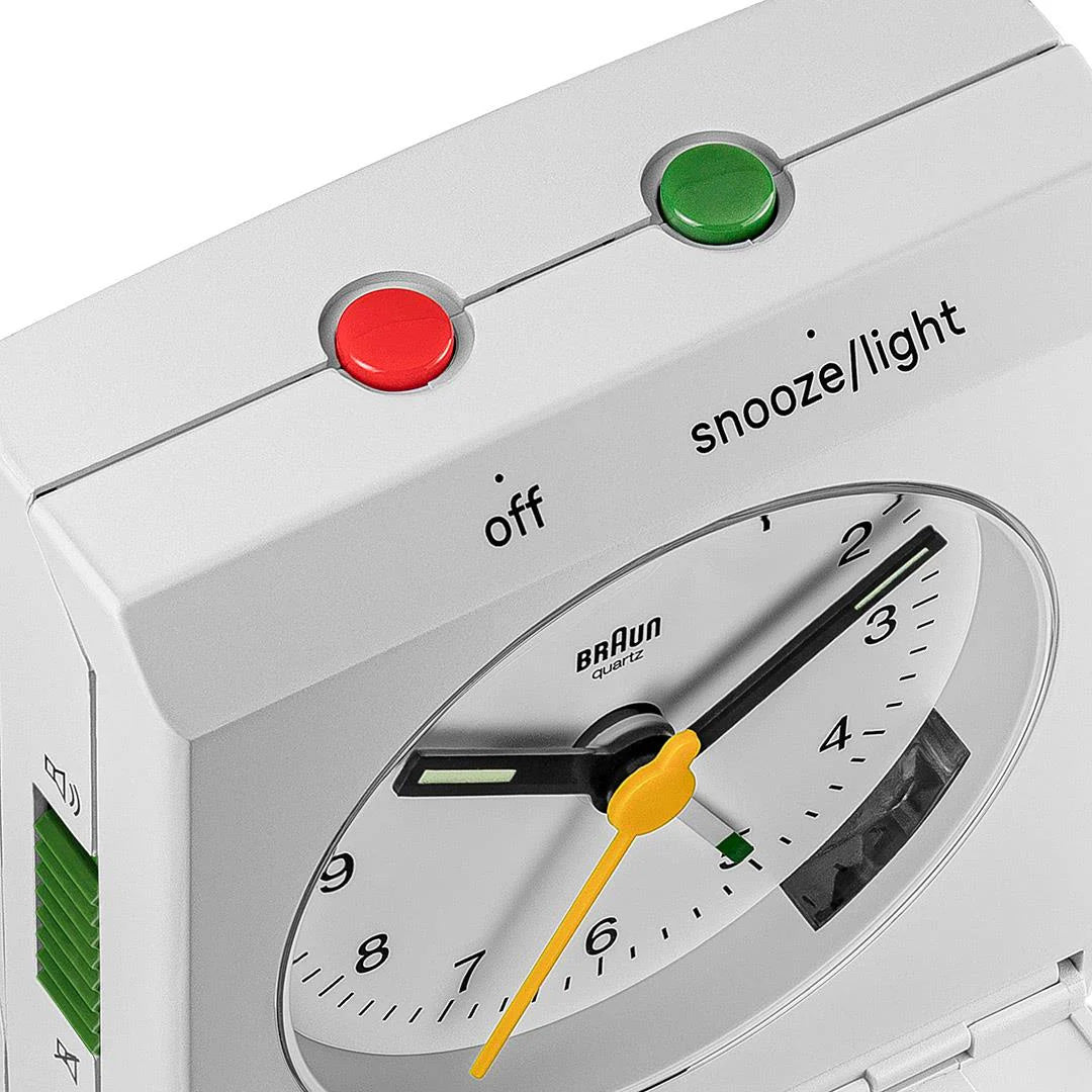 Braun White Classic Travel Analogue Alarm Clock