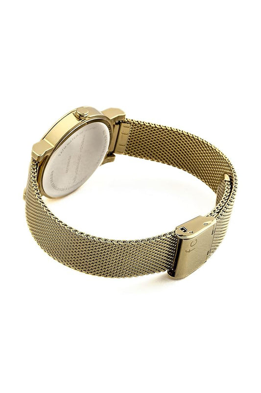 French Connection 33mm Black Dial Gold Mesh Strap Watch