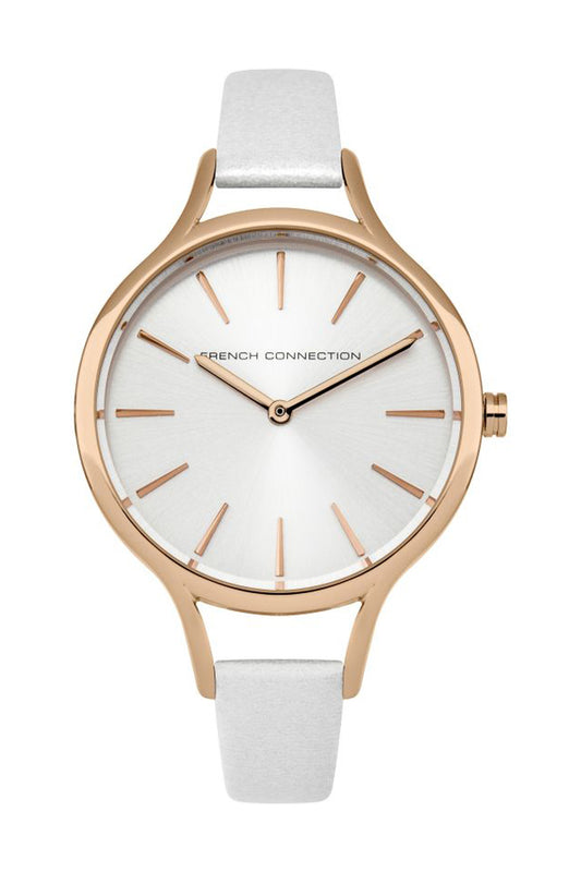 French Connection Daisy Petite 32mm White Dial White Leather Strap Watch