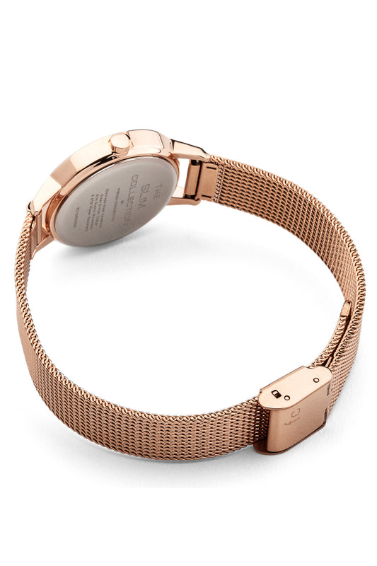 French Connection 30mm White Dial Rose Gold Mesh Strap Watch