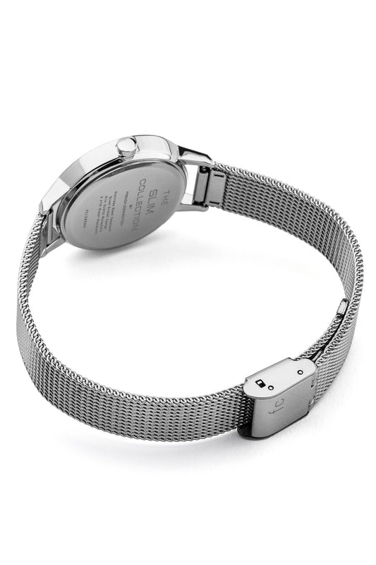 French Connection 30mm White Dial Silver Mesh Strap Watch