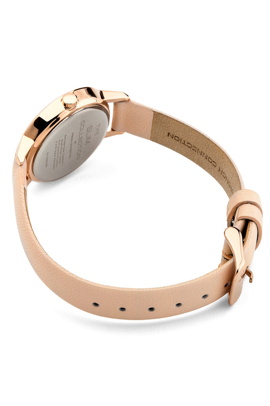 French Connection 30mm White Dial Nude Leather Strap Watch