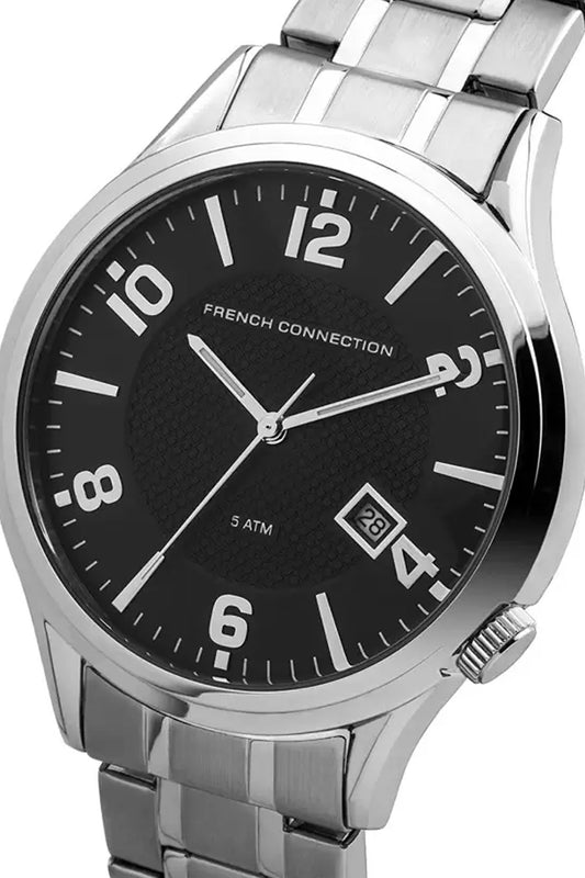 French Connection Cromwell 42mm Black Dial Silver Stainless Strap Watch
