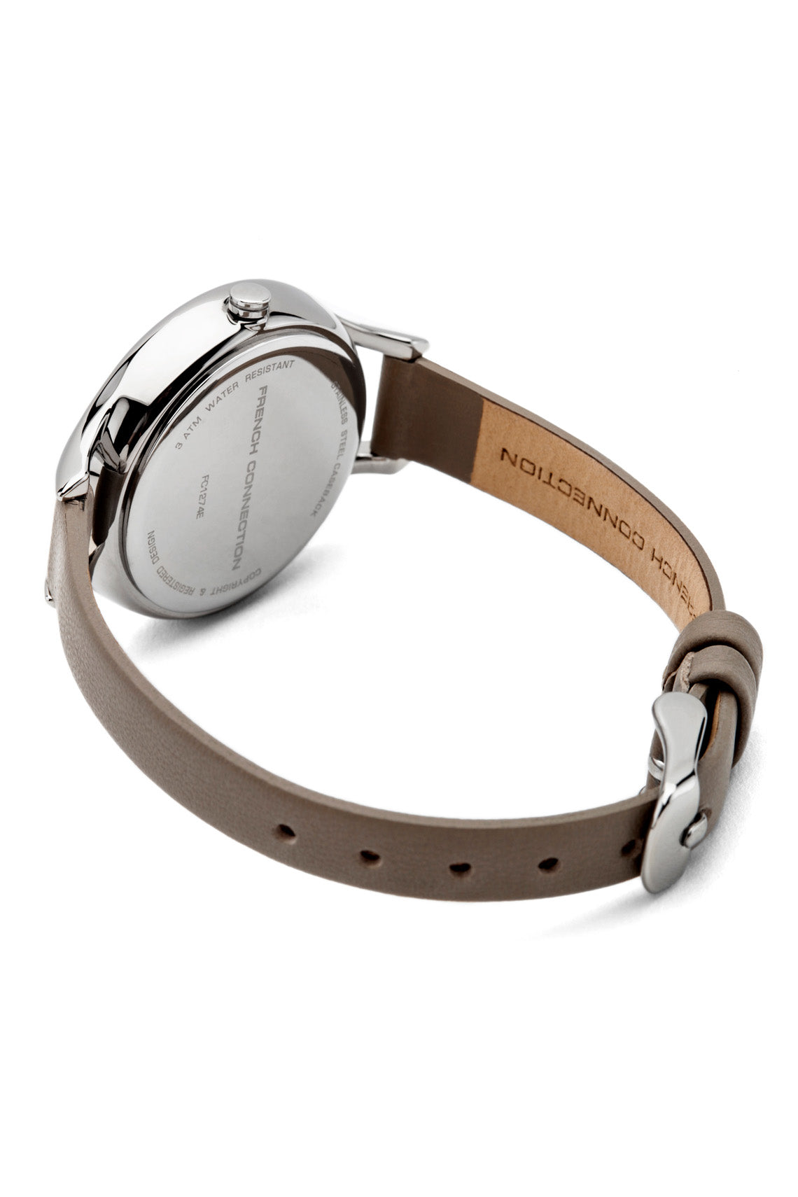 French Connection 32mm Grey Dial Grey Leather Strap Watch