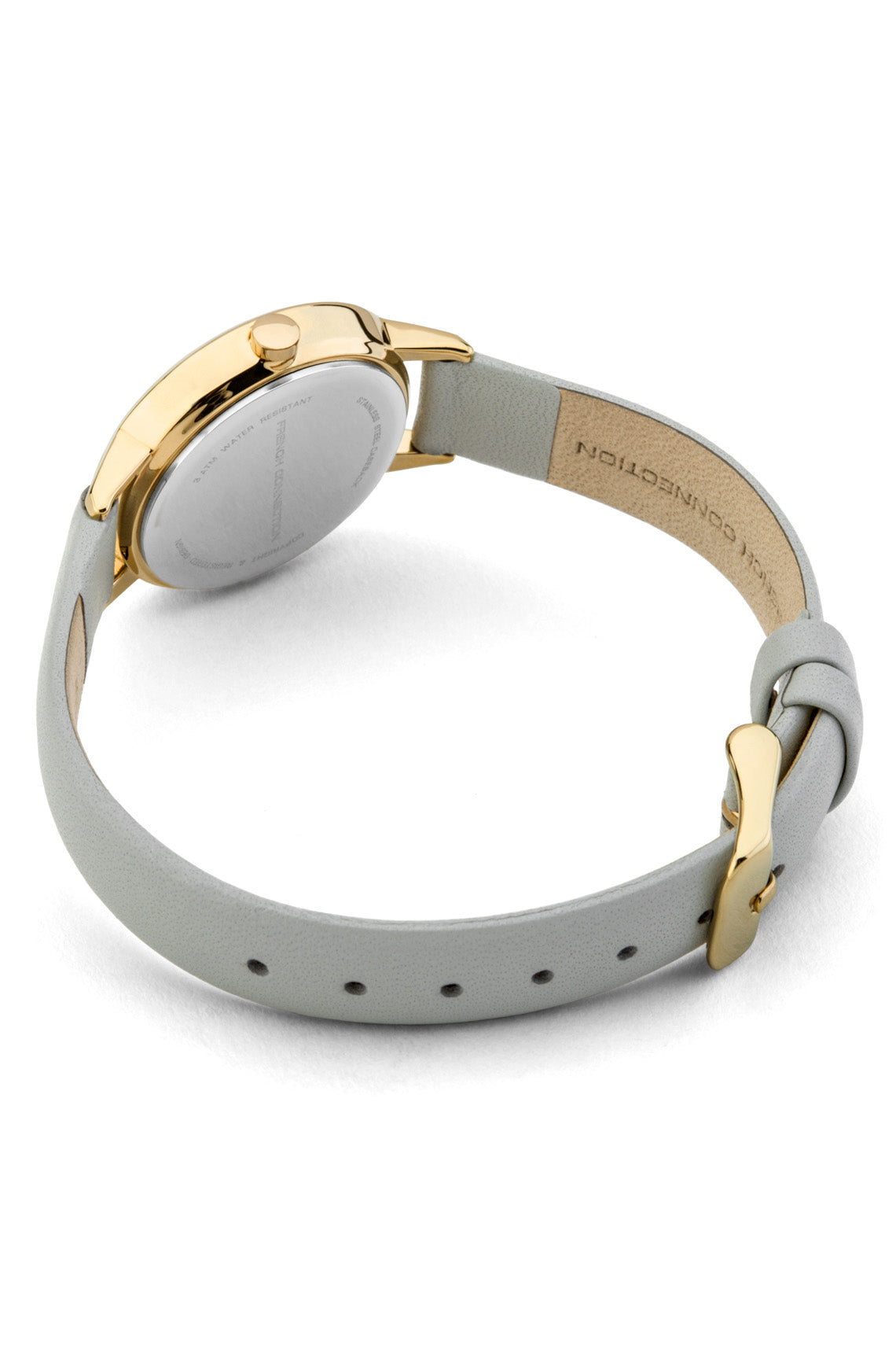 French Connection Newgate 42mm Grey Dial Grey Pearlised Leather Strap Watch