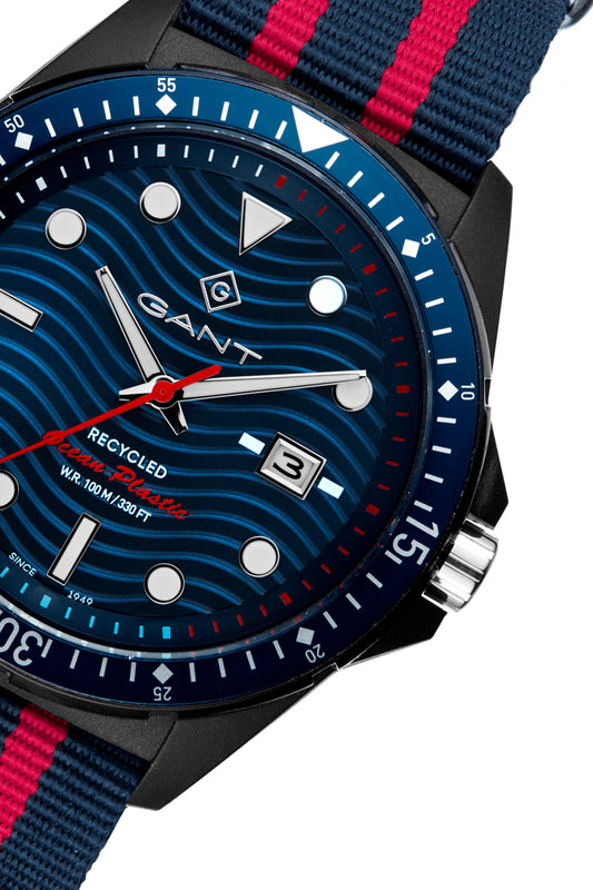 Gant ROP 45mm Blue Dial Red and Blue Ocean Plastic Nato Strap Watch