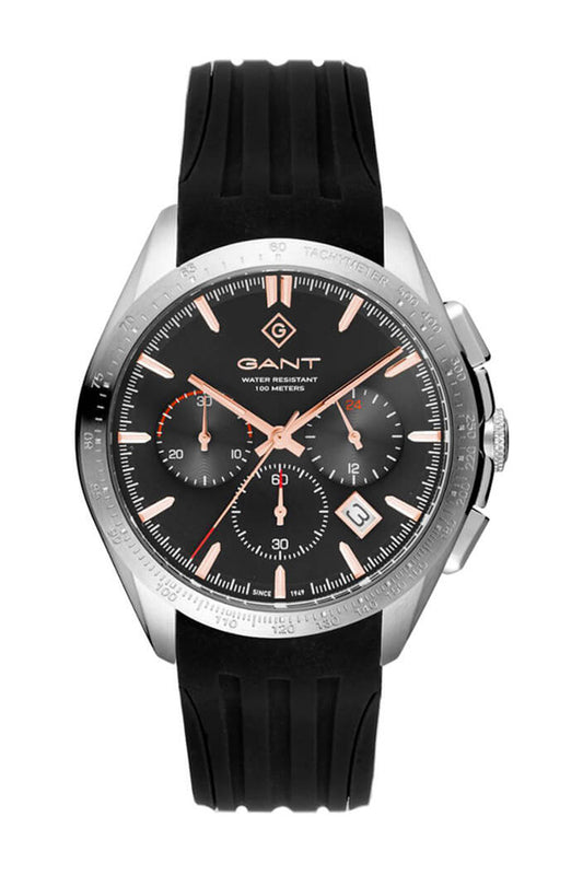 Gant Mammondsport 44mm Grey Dial Black Rubber Strap Watch