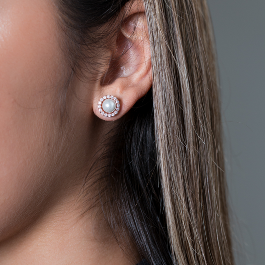 NOEL NIGHTS ESTEEM PEARL EARRINGS ROSE GOLD