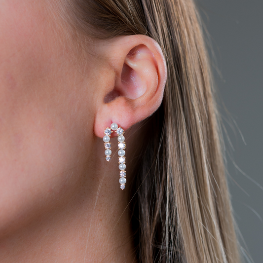 NOEL NIGHTS CANDY CANE PEARL EARRINGS GOLD