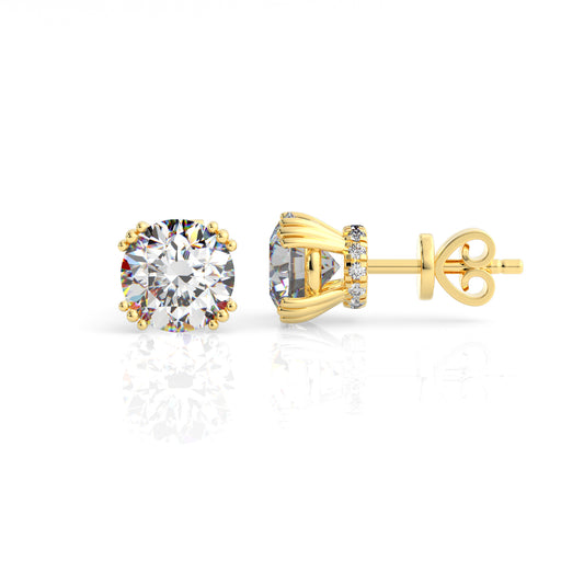GEORGINI ELEGANT ESSENTIALS 6.5MM ROUND HIDDEN HALO STUD GOLD