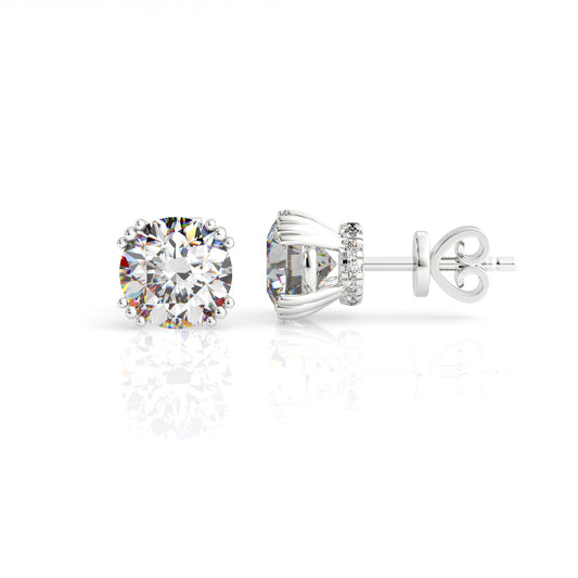 GEORGINI ELEGANT ESSENTIALS 6.5MM ROUND HIDDEN HALO STUD SILVER
