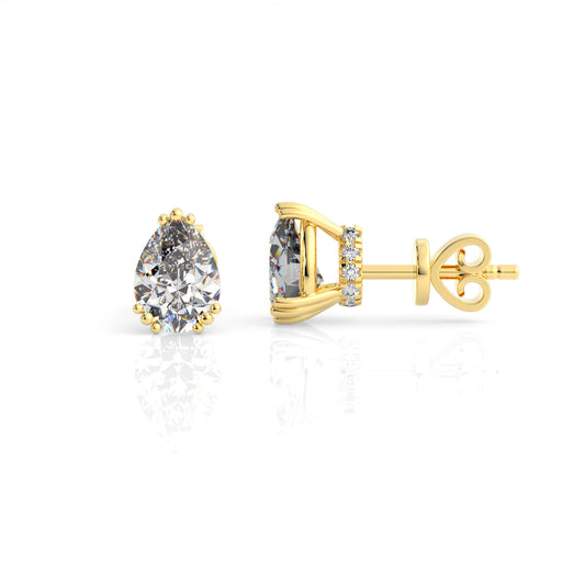 GEORGINI ELEGANT ESSENTIALS 7MM PEAR CUT HIDDEN HALO STUD GOLD