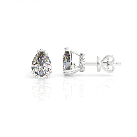 GEORGINI ELEGANT ESSENTIALS 7MM PEAR CUT HIDDEN HALO STUD SILVER