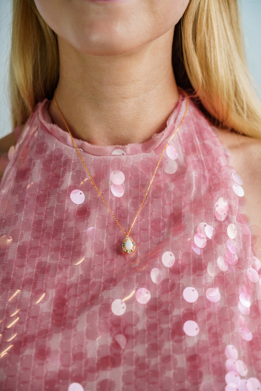 GEORGINI WISTERIA CREATED OPAL FLORIBUNDA PENDANT GOLD