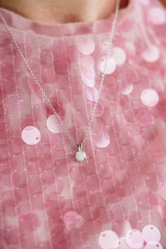 GEORGINI WISTERIA CREATED OPAL PENDANT SILVER