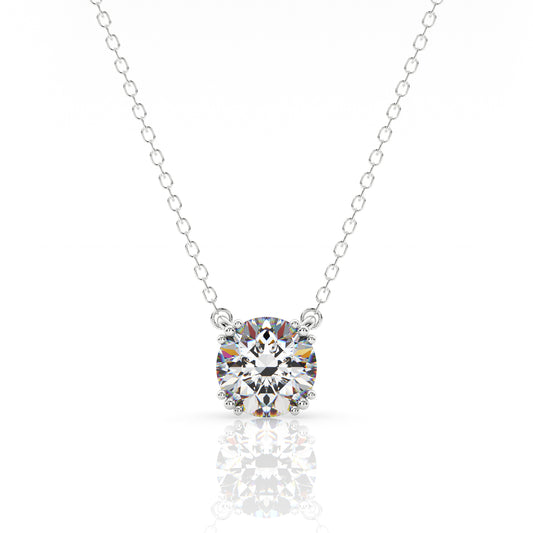 GEORGINI ELEGANT ESSENTIALS 6.5MM ROUND HIDDEN HALO PENDANT SILVER