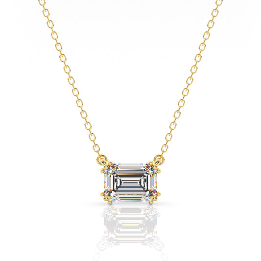GEORGINI ELEGANT ESSENTIALS 7MM EMERALD CUT HIDDEN HALO PENDANT GOLD