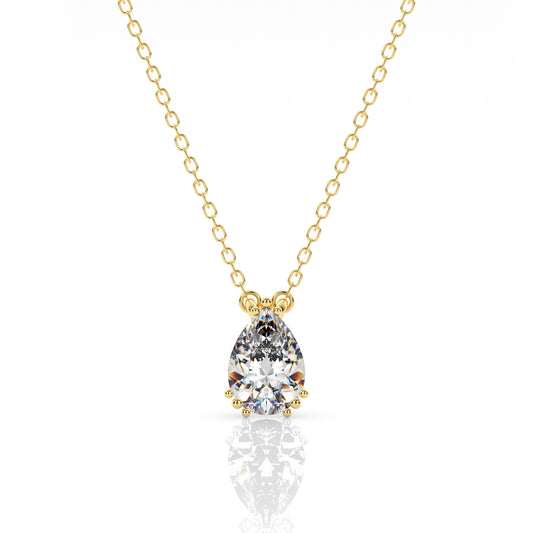 GEORGINI ELEGANT ESSENTIALS 7MM PEAR CUT HIDDEN HALO PENDANT GOLD