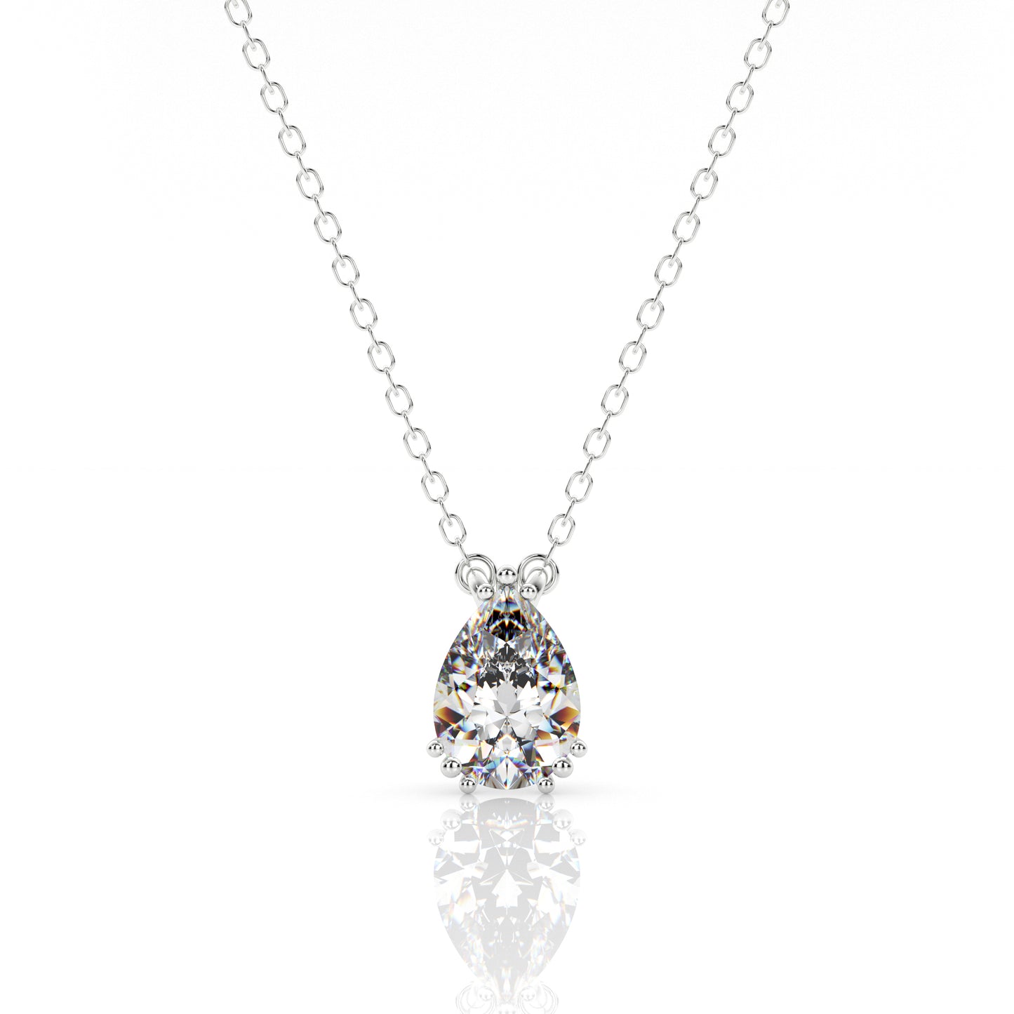 GEORGINI ELEGANT ESSENTIALS 7MM PEAR CUT HIDDEN HALO PENDANT SILVER
